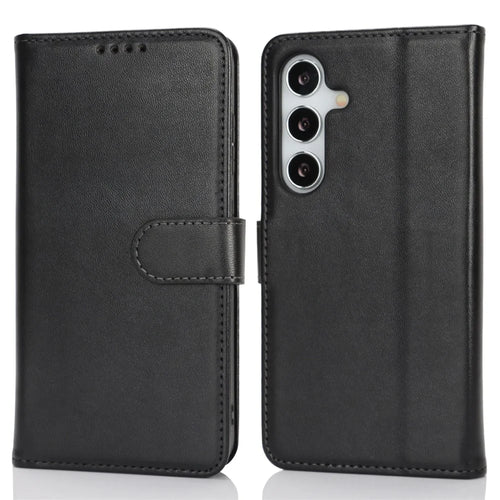 For Samsung Galaxy S25 Stand Case Shockproof Leather Wallet Phone Cover - Black - 1
