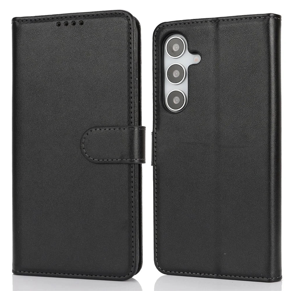 For Samsung Galaxy S25+ Stand Case Shockproof Leather Wallet Phone Cover - Black - 1