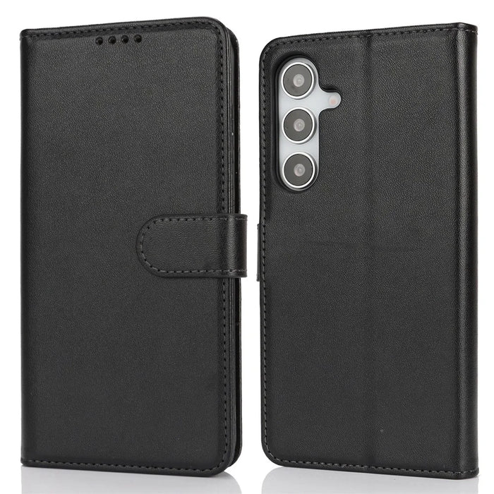 For Samsung Galaxy S25+ Stand Case Shockproof Leather Wallet Phone Cover - Black - 1