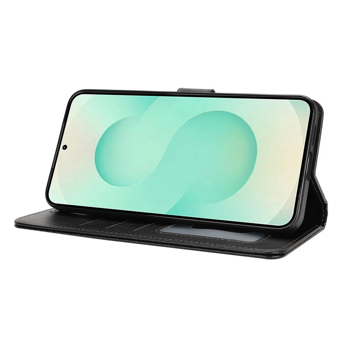 For Samsung Galaxy S25+ Stand Case Shockproof Leather Wallet Phone Cover - Black - 3
