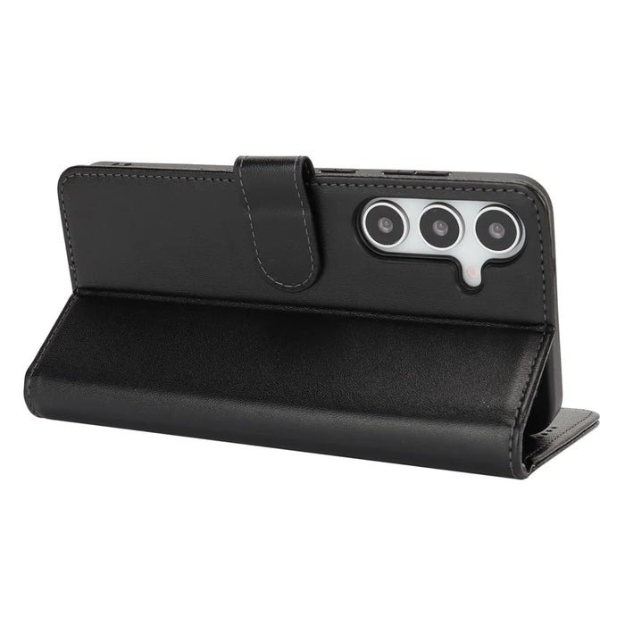 For Samsung Galaxy S25+ Stand Case Shockproof Leather Wallet Phone Cover - Black - 4