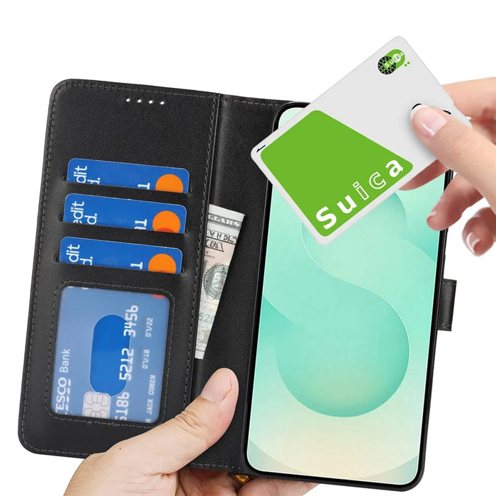 For Samsung Galaxy S25+ Stand Case Shockproof Leather Wallet Phone Cover - Black - 6