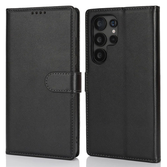 For Samsung Galaxy S25 Ultra Stand Case Shockproof Leather Wallet Phone Cover - Black - 1