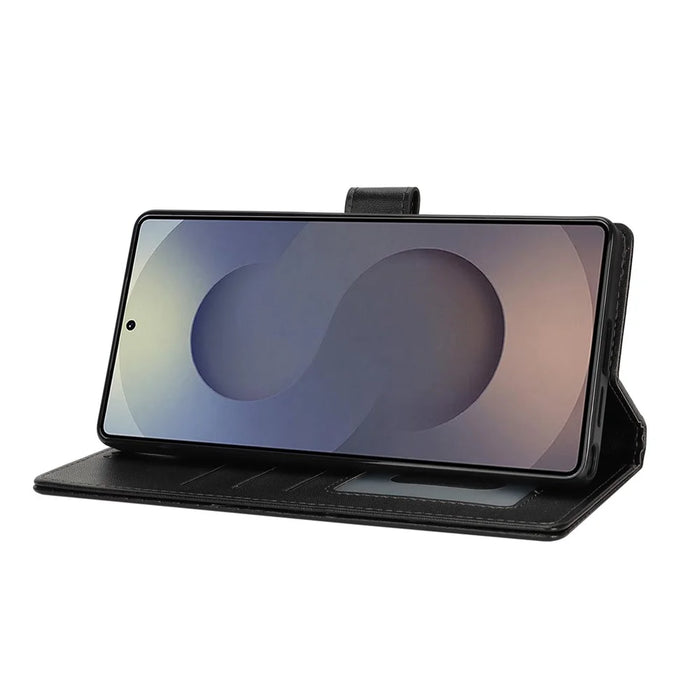 For Samsung Galaxy S25 Ultra Stand Case Shockproof Leather Wallet Phone Cover - Black - 3