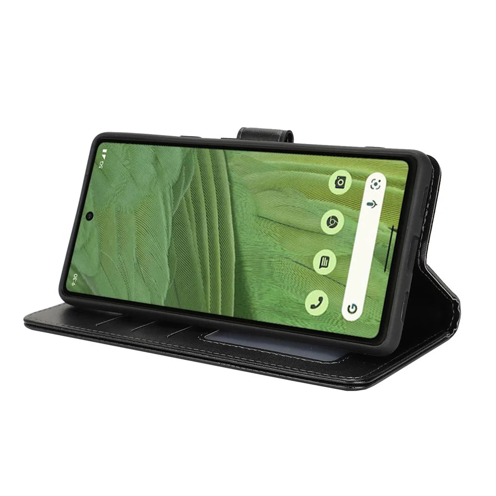 For Google Pixel 7 5G Stand Case Shockproof Leather Wallet Phone Cover - Black - 4