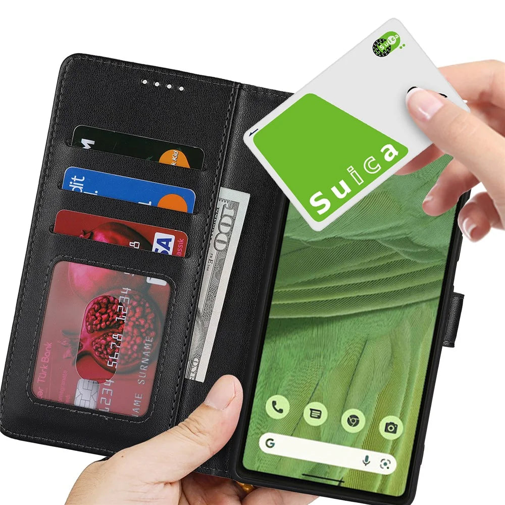 For Google Pixel 7 5G Stand Case Shockproof Leather Wallet Phone Cover - Black - 6