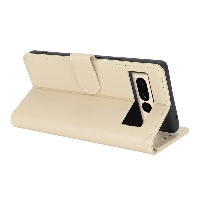For Google Pixel 7 Pro 5G Stand Case Shockproof Leather Wallet Phone Cover - Beige - 3