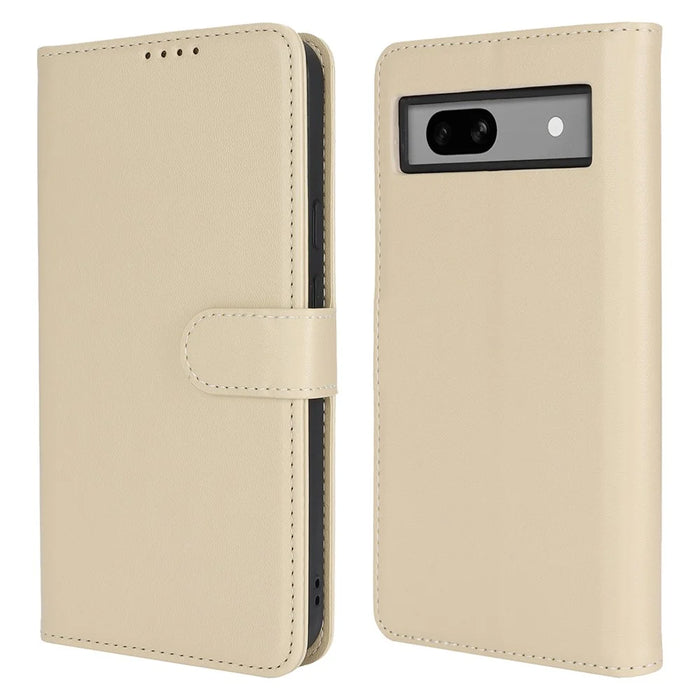 For Google Pixel 7a Stand Case Shockproof Leather Wallet Phone Cover - Beige - 1