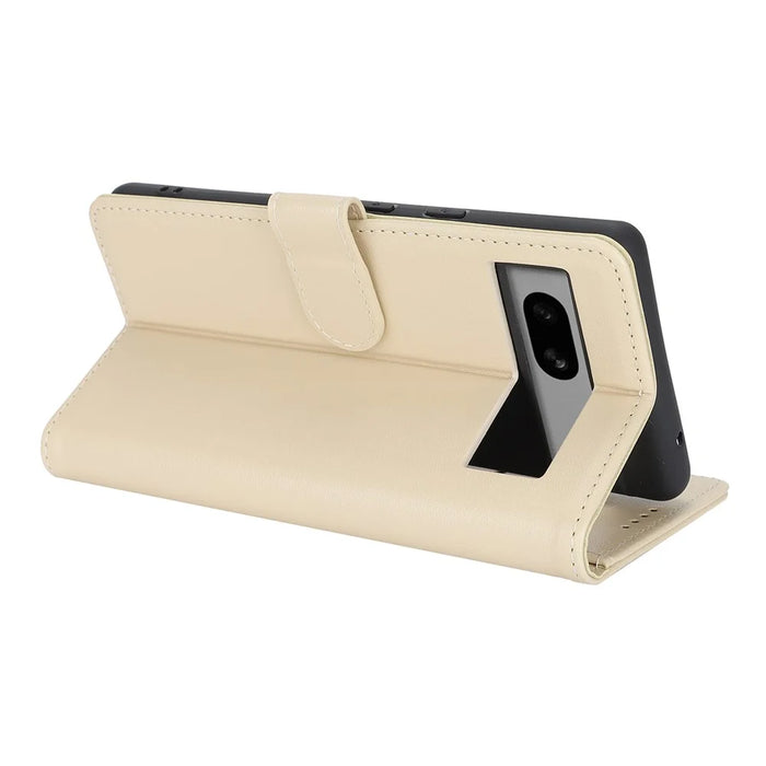 For Google Pixel 7a Stand Case Shockproof Leather Wallet Phone Cover - Beige - 3