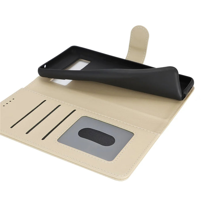 For Google Pixel 7a Stand Case Shockproof Leather Wallet Phone Cover - Beige - 5
