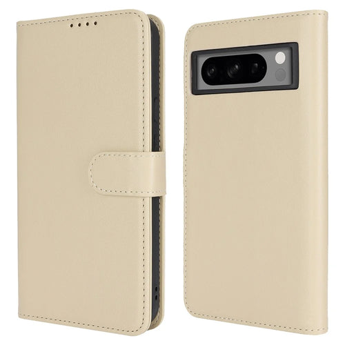 For Google Pixel 8 Pro Stand Case Shockproof Leather Wallet Phone Cover - Beige - 1
