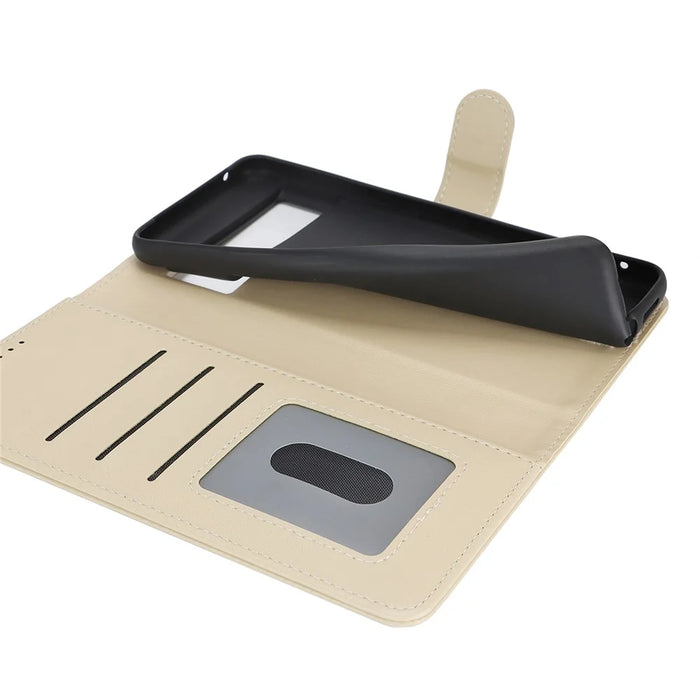 For Google Pixel 8 Pro Stand Case Shockproof Leather Wallet Phone Cover - Beige - 5