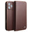 QIALINO For iPhone 17 Pro Max Wallet Case Stand Genuine Cow Leather Flip Phone Cover - Brown - 1