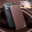 QIALINO For iPhone 17 Pro Wallet Case Stand Genuine Cow Leather Flip Phone Cover - Brown - 6