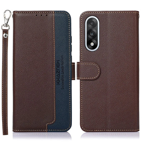 KHAZNEH For OnePlus Nord 5 5G / Ace 5 Ultra 5G Case RFID Blocking Wallet Litchi Texture PU Leather Phone Cover with Strap - Brown - 1