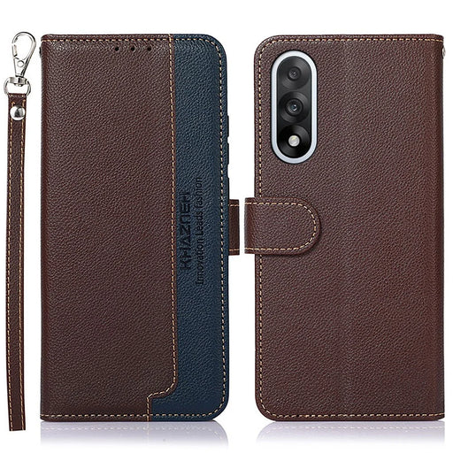 KHAZNEH For OnePlus Nord 5 5G / Ace 5 Ultra 5G Case RFID Blocking Wallet Litchi Texture PU Leather Phone Cover with Strap - Brown - 1