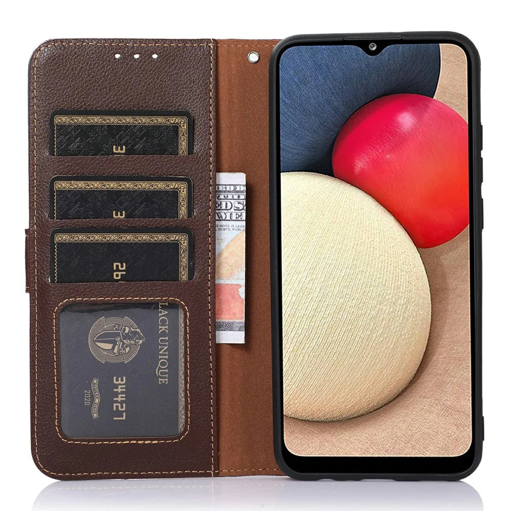 KHAZNEH For OnePlus Nord 5 5G / Ace 5 Ultra 5G Case RFID Blocking Wallet Litchi Texture PU Leather Phone Cover with Strap - Brown - 2