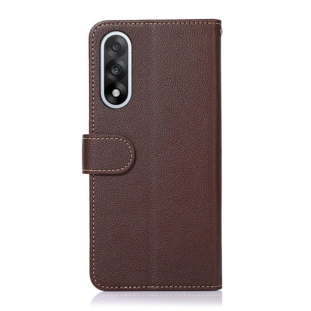 KHAZNEH For OnePlus Nord 5 5G / Ace 5 Ultra 5G Case RFID Blocking Wallet Litchi Texture PU Leather Phone Cover with Strap - Brown - 7