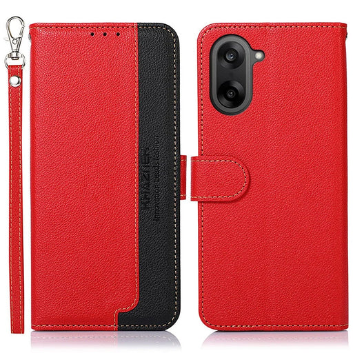 KHAZNEH For OnePlus Nord CE5 5G / Ace 5 Racing 5G Case RFID Blocking Wallet Litchi Texture PU Leather Phone Cover with Strap - Red - 1