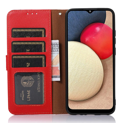 KHAZNEH For OnePlus Nord CE5 5G / Ace 5 Racing 5G Case RFID Blocking Wallet Litchi Texture PU Leather Phone Cover with Strap - Red - 2