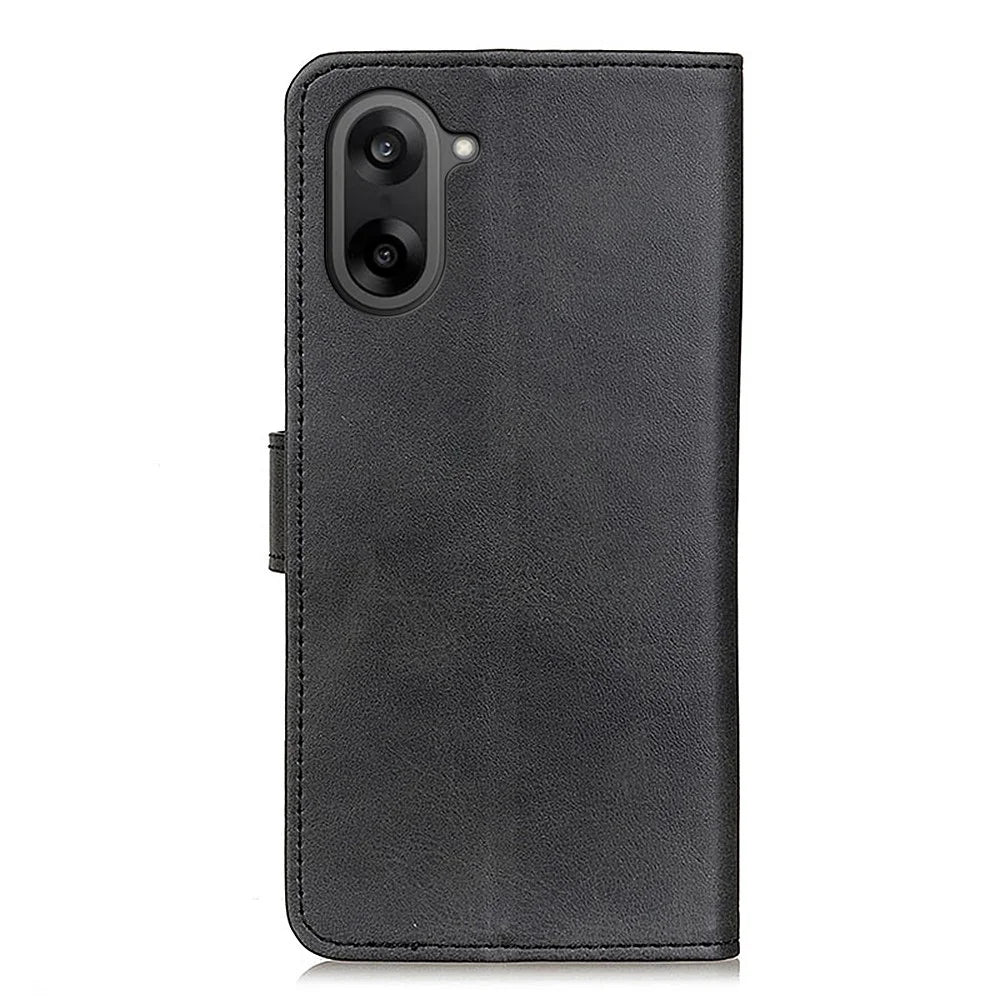 For OnePlus Nord CE5 5G / Ace 5 Racing 5G Case Cowhide Texture Leather Wallet Stand Phone Cover - Black - 7