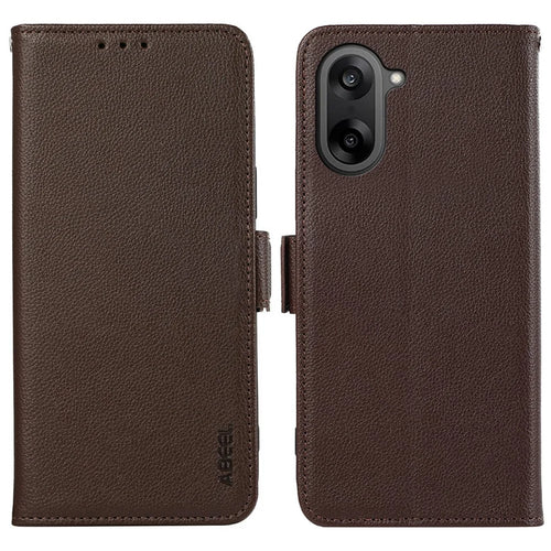 ABEEL For OnePlus Nord CE5 5G / Ace 5 Racing 5G Case Litchi Texture Leather RFID Blocking Phone Cover - Brown - 1