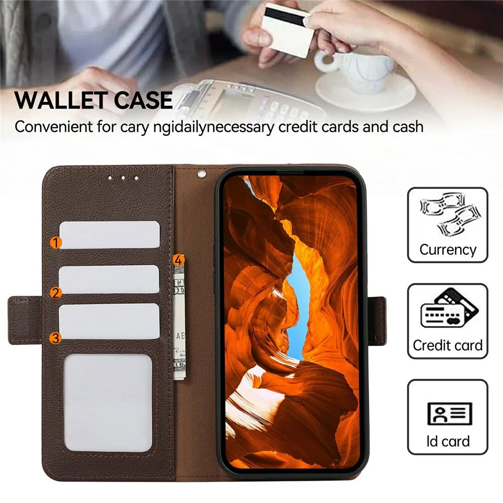 ABEEL For OnePlus Nord CE5 5G / Ace 5 Racing 5G Case Litchi Texture Leather RFID Blocking Phone Cover - Brown - 5