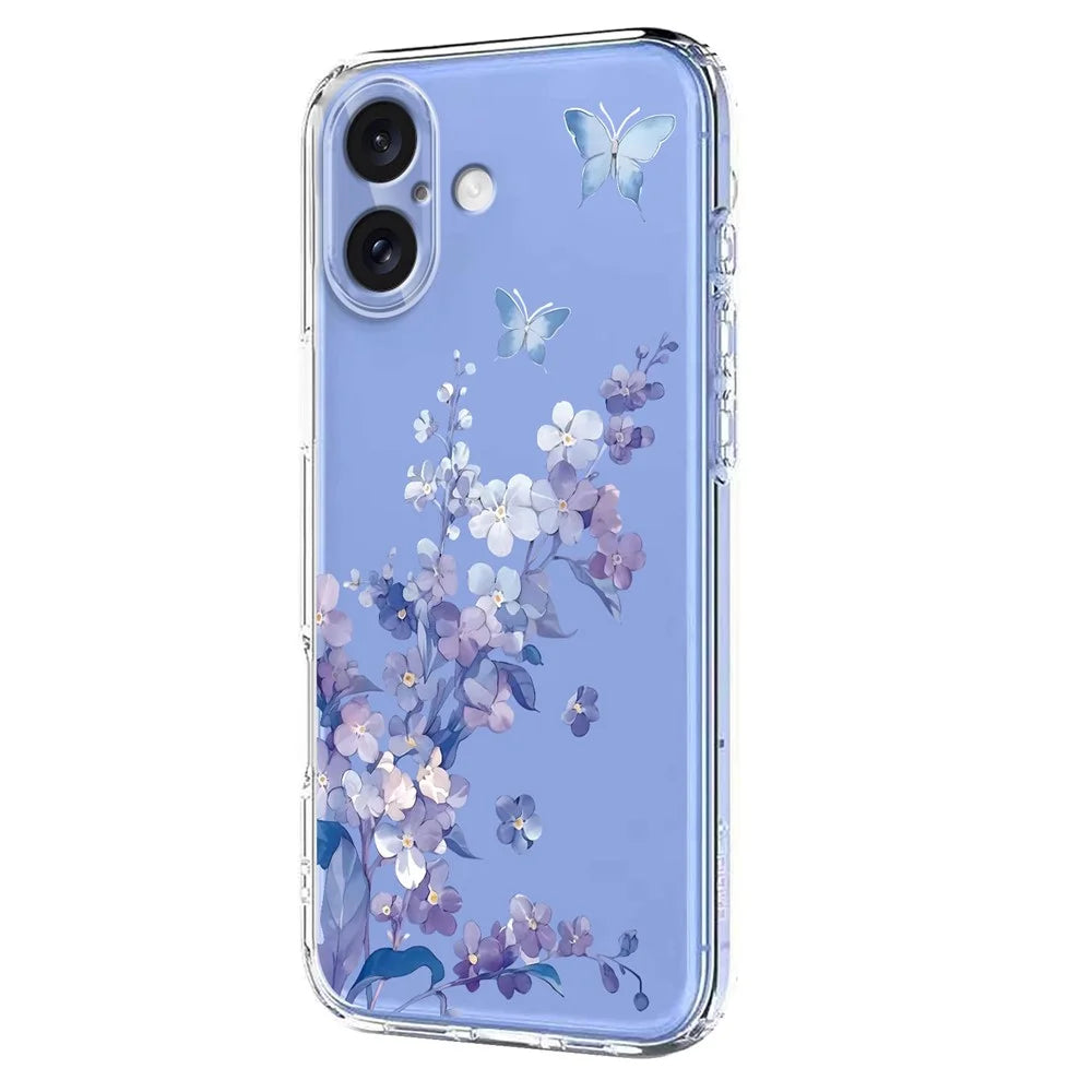 For iPhone 17 Case Butterfly Floral Pattern Printing TPU Phone Back Cover - Violets - 2