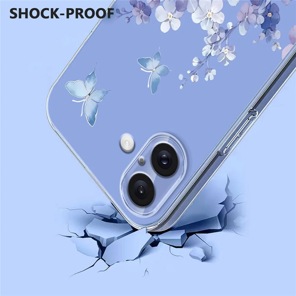 For iPhone 17 Case Butterfly Floral Pattern Printing TPU Phone Back Cover - Violets - 4