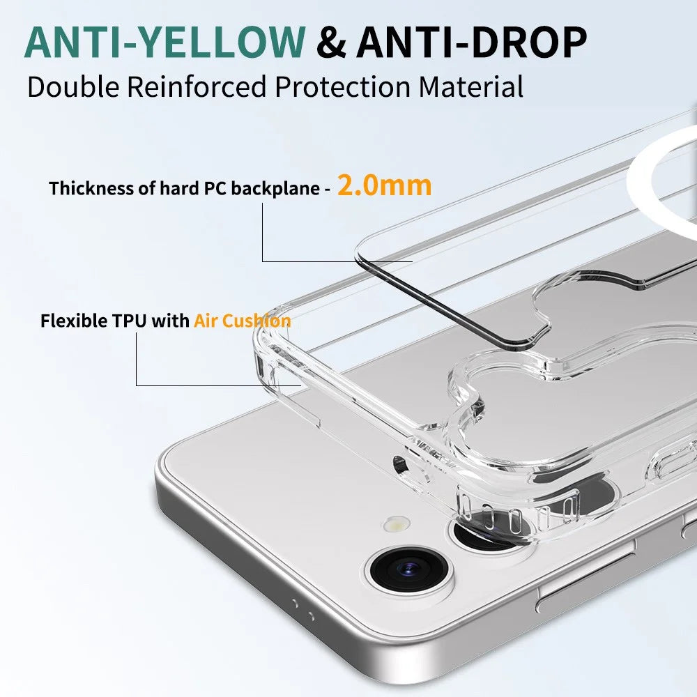 For Samsung Galaxy S25 Magnetic Case Scratch-Resistant TPU + PC Crystal Clear Phone Cover - 7