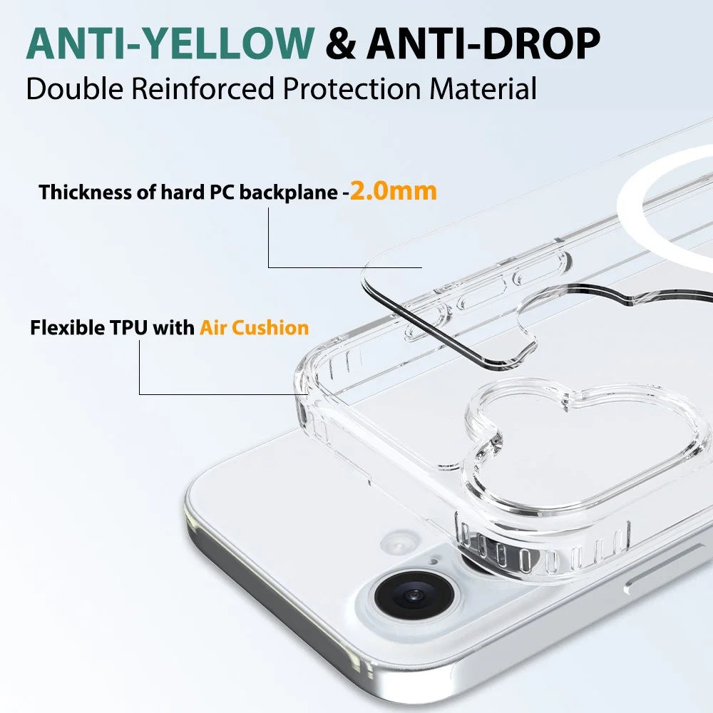 For iPhone 16 Magnetic Case Scratch-Resistant TPU + PC Crystal Clear Phone Cover - 5