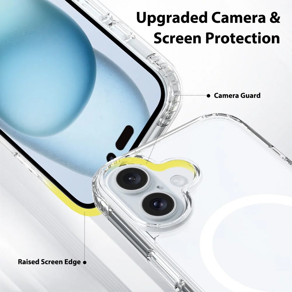 For iPhone 16 Magnetic Case Scratch-Resistant TPU + PC Crystal Clear Phone Cover - 6