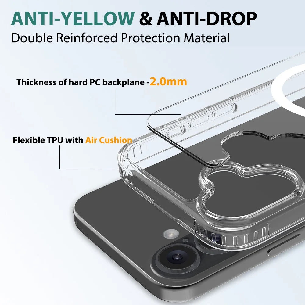 For iPhone 16 Plus Magnetic Case Scratch-Resistant TPU + PC Crystal Clear Phone Cover - 5