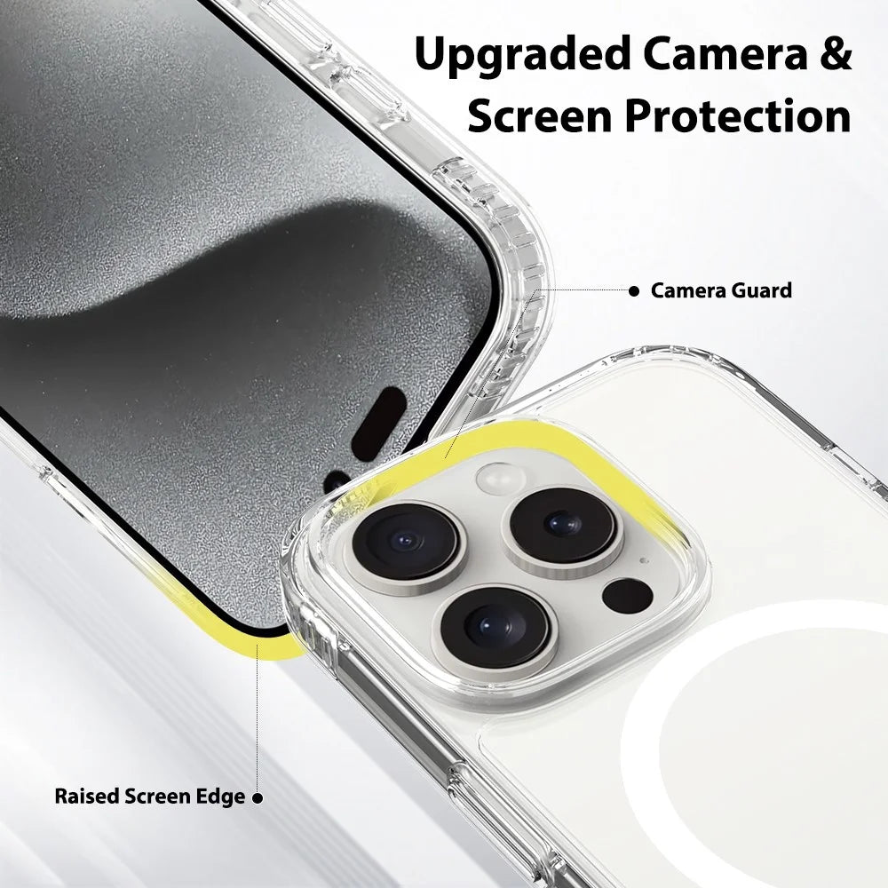For iPhone 16 Pro Magnetic Case Scratch-Resistant TPU + PC Crystal Clear Phone Cover - 6