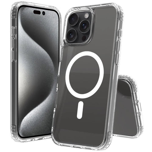 For iPhone 16 Pro Max Magnetic Case Scratch-Resistant TPU + PC Crystal Clear Phone Cover - 1
