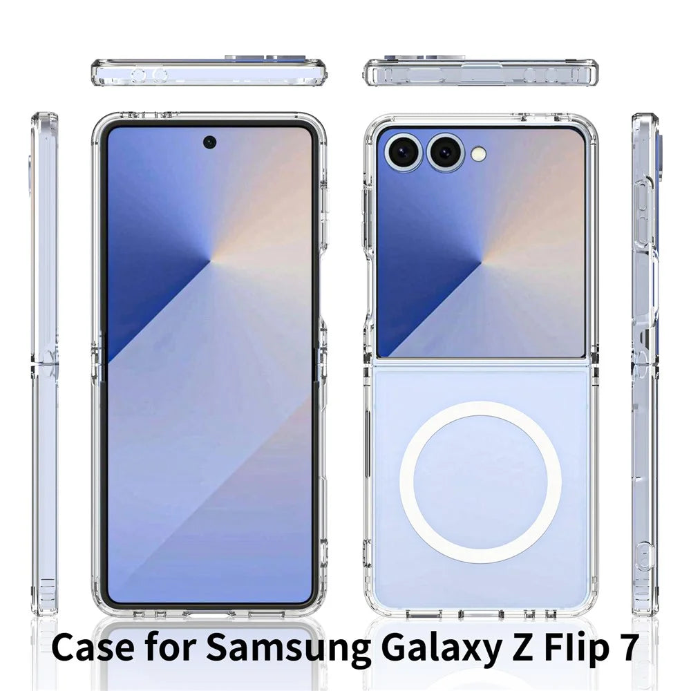 For Samsung Galaxy Z Flip7 5G Magnetic Case Scratch-Resistant TPU + PC Crystal Clear Phone Cover - 2