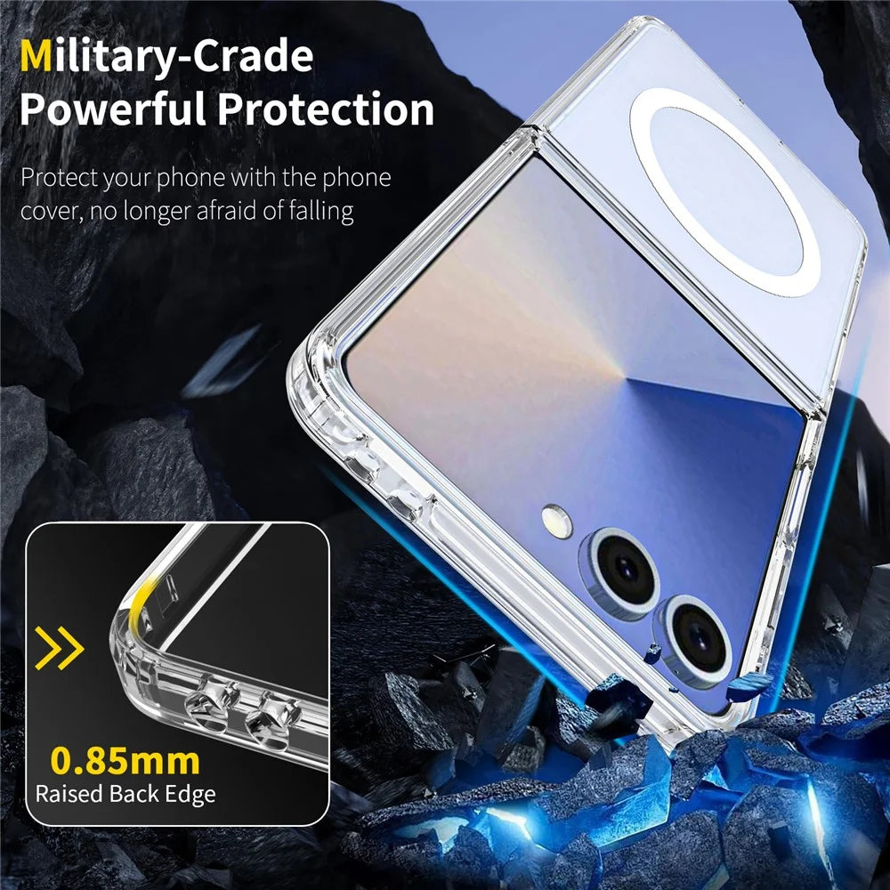 For Samsung Galaxy Z Flip7 5G Magnetic Case Scratch-Resistant TPU + PC Crystal Clear Phone Cover - 4