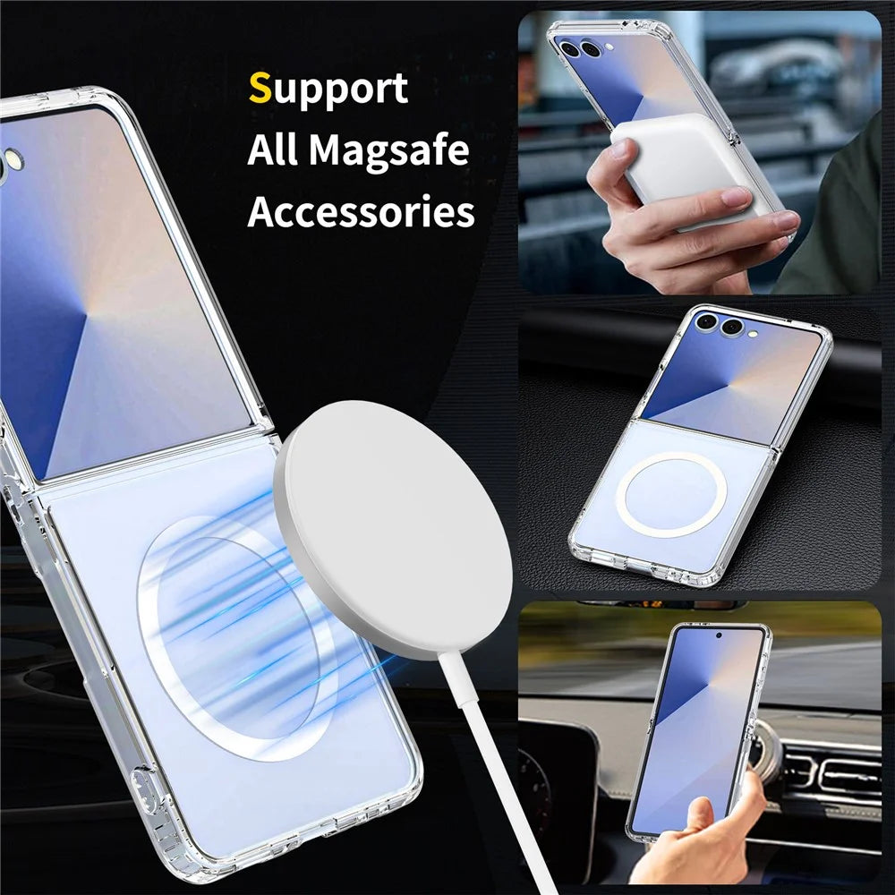 For Samsung Galaxy Z Flip7 5G Magnetic Case Scratch-Resistant TPU + PC Crystal Clear Phone Cover - 5