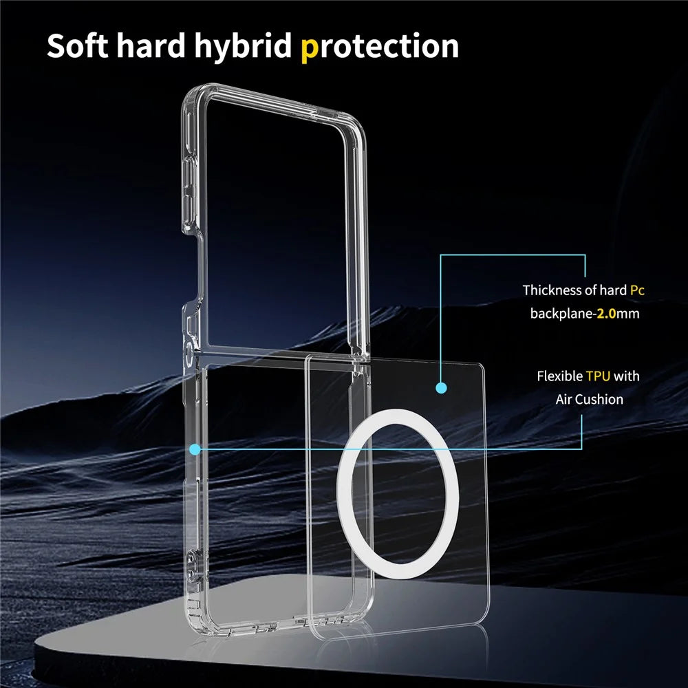 For Samsung Galaxy Z Flip7 5G Magnetic Case Scratch-Resistant TPU + PC Crystal Clear Phone Cover - 6
