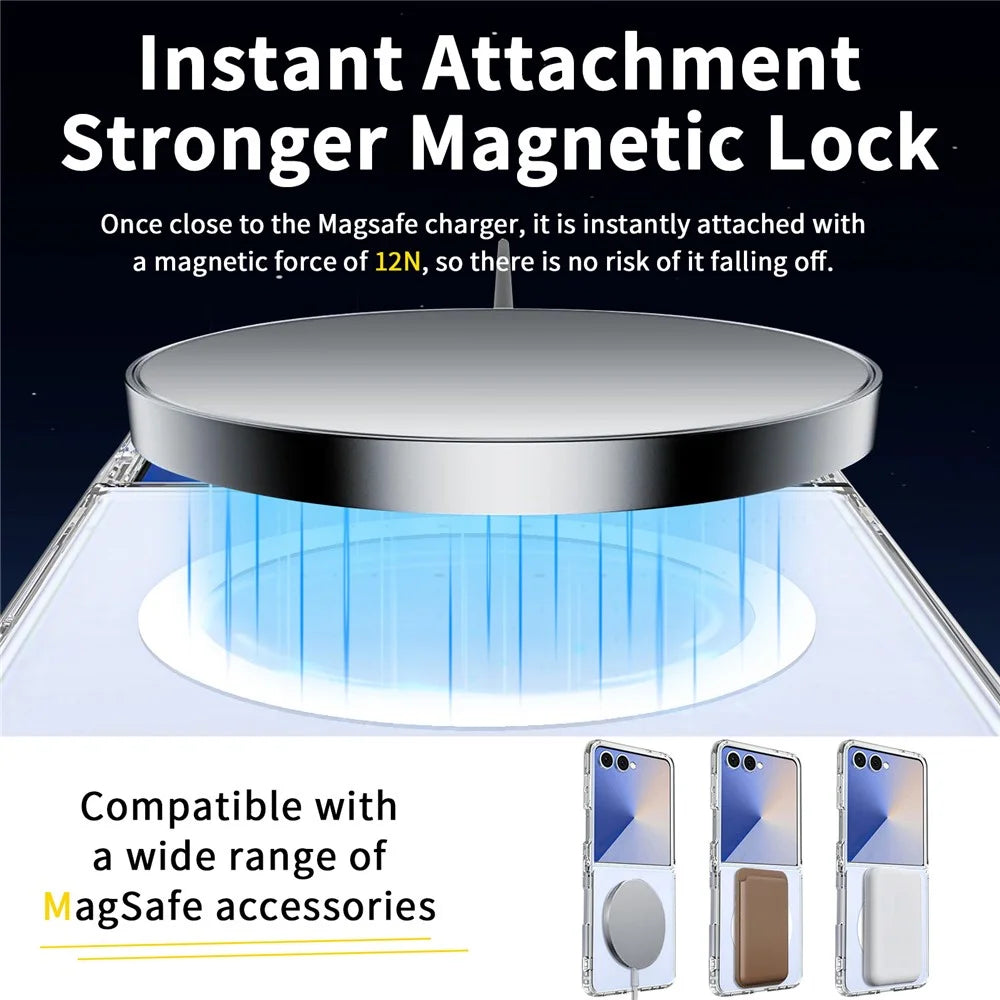 For Samsung Galaxy Z Flip7 5G Magnetic Case Scratch-Resistant TPU + PC Crystal Clear Phone Cover - 7