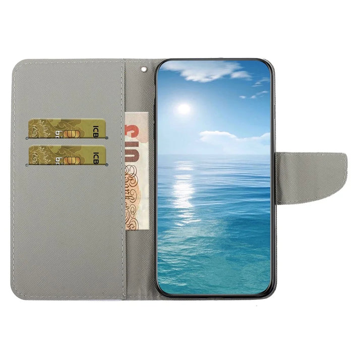 For Samsung Galaxy S23+ Cross Texture PU Leather Shockproof Phone Case Pattern Printing Wallet Stand Folio Flip Cover - Shattered Stars - 3