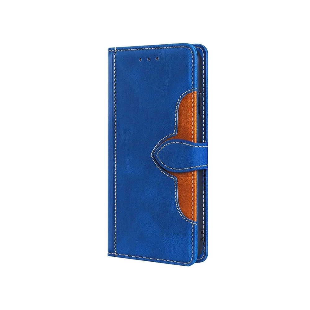 For Realme C71 4G Case Leather Wallet Phone Cover with Straw Hat Magnetic Clasp - Blue - 7