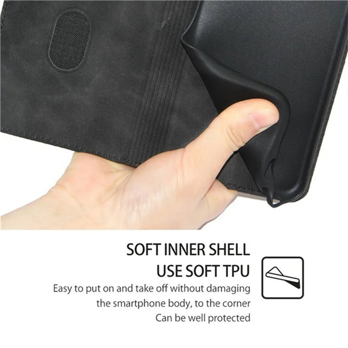For Realme C71 4G Case Card Holder PU Leather Magnetic Closing Phone Cover - Black - 6