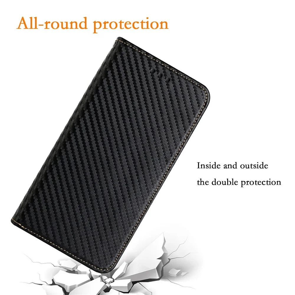 For Samsung Galaxy S23+ Carbon Fiber Texture PU Leather Stand Wallet Case Full Protection Auto Closing Magnetic Phone Cover - Black - 5