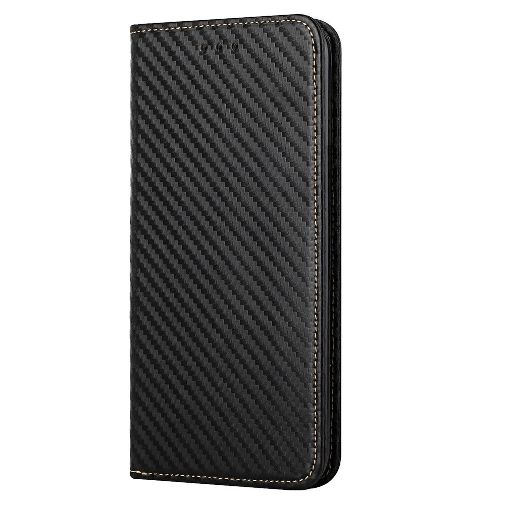 For Samsung Galaxy S23+ Carbon Fiber Texture PU Leather Stand Wallet Case Full Protection Auto Closing Magnetic Phone Cover - Black - 6