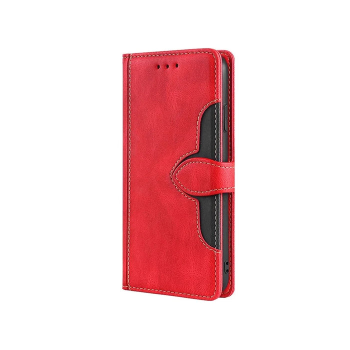 For Samsung Galaxy A05 4G Case Leather Wallet Phone Cover with Straw Hat Magnetic Clasp - Red - 7