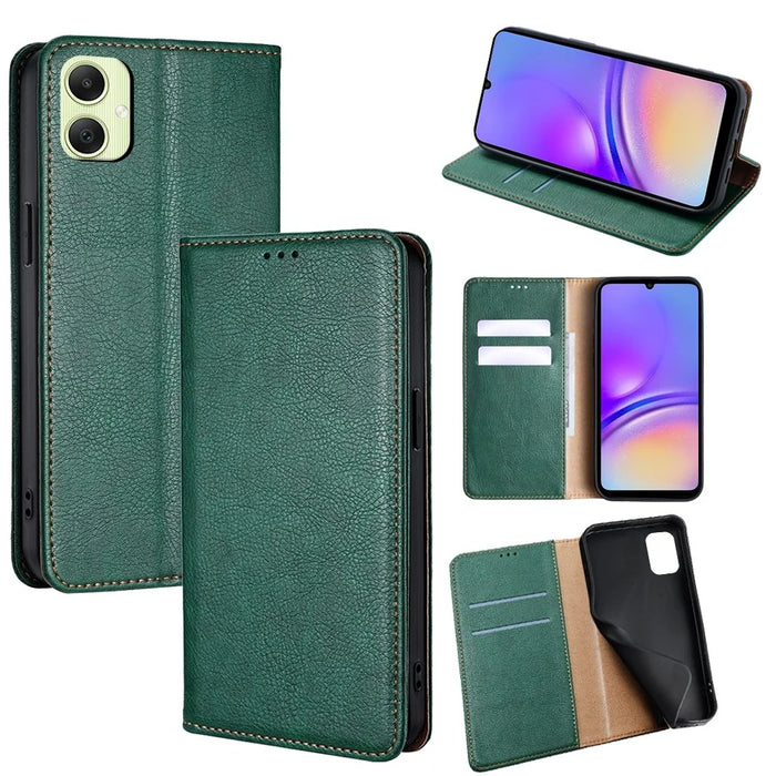 For Samsung Galaxy A05 4G Case Wallet PU Leather Magnetic Auto-Absorbed Phone Cover - Green - 1