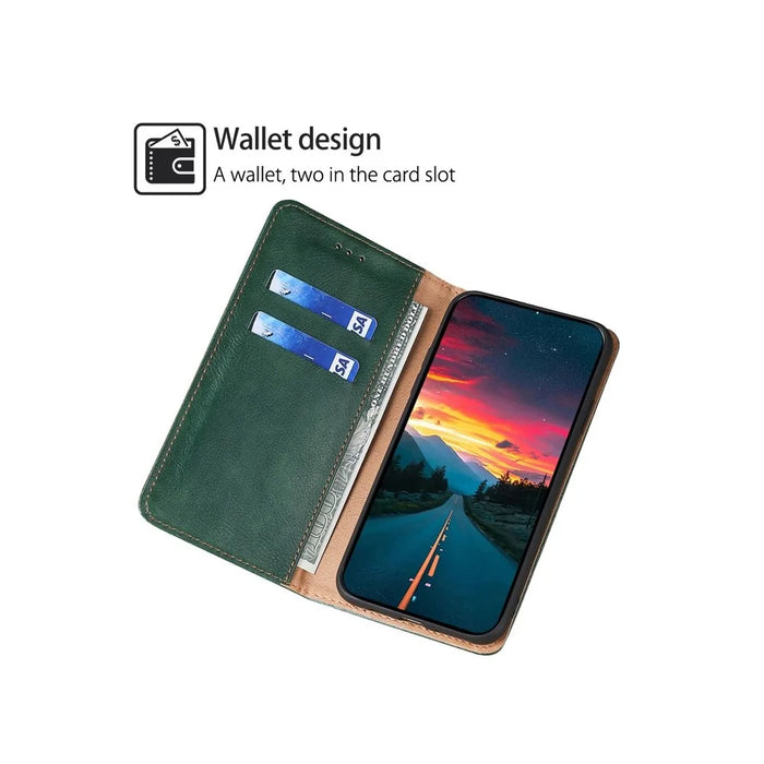 For Samsung Galaxy A05 4G Case Wallet PU Leather Magnetic Auto-Absorbed Phone Cover - Green - 2