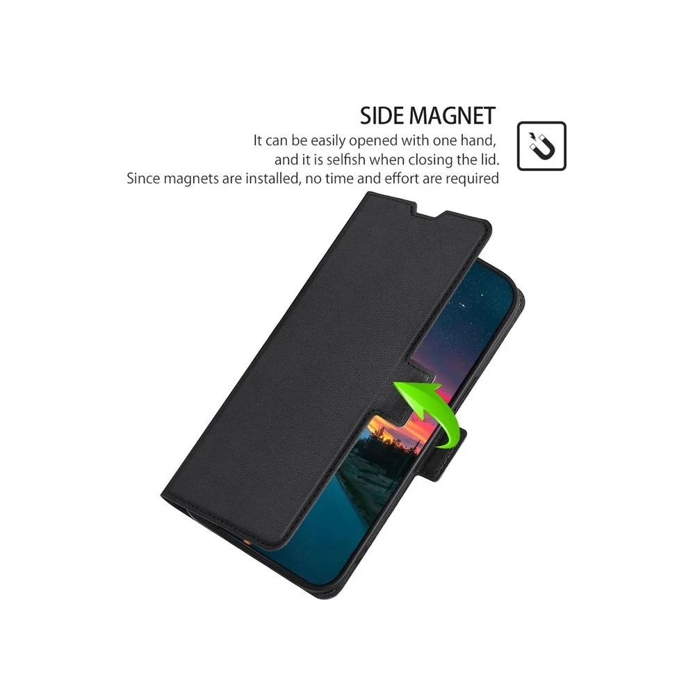 For Samsung Galaxy A05 4G Case Card Holder PU Leather Phone Cover - Black - 4