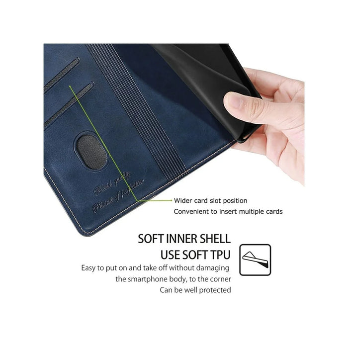 For Samsung Galaxy A05 4G Case Contrast Color Wallet Leather Phone Cover - Blue + Grey - 6
